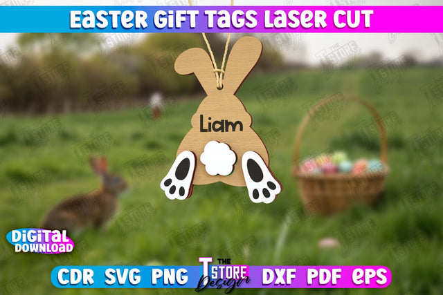Easter Gift Tags | Personalized Gift Tags | Bunny Shaped Gift Tags | CNC File SVG The T Store Design 