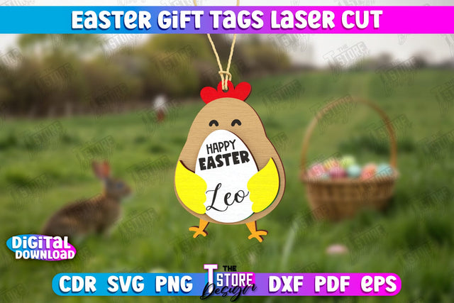 Easter Gift Tags | Personalized Gift Tags | Chicken Shaped Gift Tags | CNC File SVG The T Store Design 