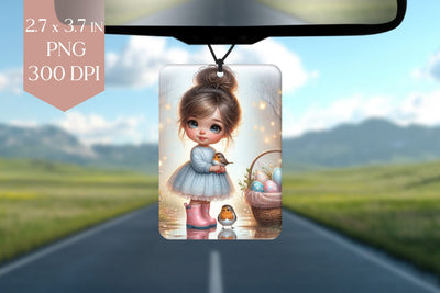 Easter Girl and Bird Car Air Freshener PNG Sublimation BijouBay 