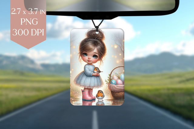 Easter Girl and Bird Car Air Freshener PNG Sublimation BijouBay 