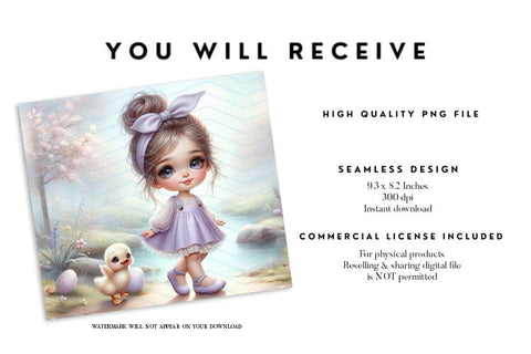 Easter Girl and Duckling Tumbler Sublimation Wrap Sublimation BijouBay 