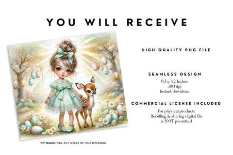 Easter Girl and Fawn Tumbler Sublimation Wrap Sublimation BijouBay 