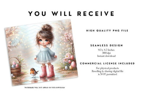 Easter Girl Tumbler Wrap PNG, 20oz Seamless Design Sublimation BijouBay 