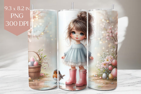 Easter Girl Tumbler Wrap PNG, 20oz Seamless Design Sublimation BijouBay 