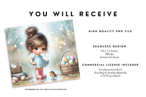 Easter Girl with Bird 20oz Tumbler Wrap PNG Sublimation BijouBay 