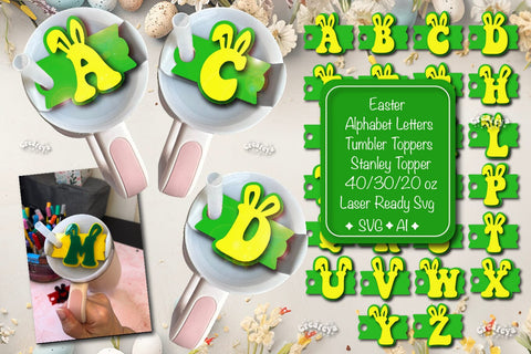 Easter Glowforge Easter Stanley topper svg Laser ready Easter Name plate tumbler SVG Createya Design 