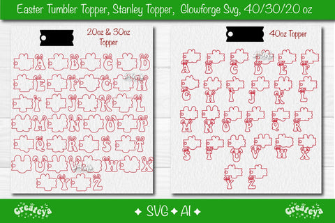 Easter Glowforge Easter Stanley topper svg Laser ready Easter Name plate tumbler SVG Createya Design 