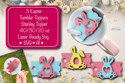 Easter Glowforge Easter tumbler topper svg Laser ready Easter Name plate SVG Createya Design 