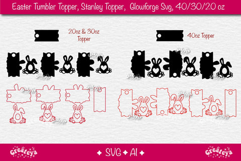 Easter Glowforge Easter tumbler topper svg Laser ready Easter Name plate SVG Createya Design 