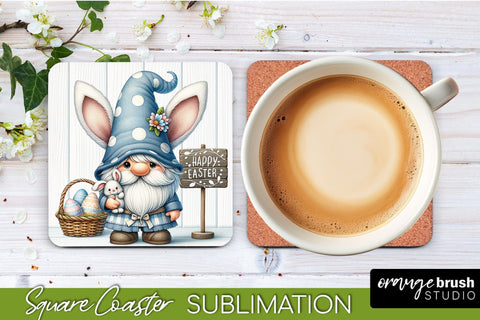 Easter Gnome Coaster Bundle - Square Coaster Sublimation PNG Sublimation OrangeBrushStudio 