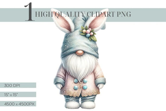 Easter Gnome Digital Clipart - Whimsical Character PNG Sublimation BijouBay 
