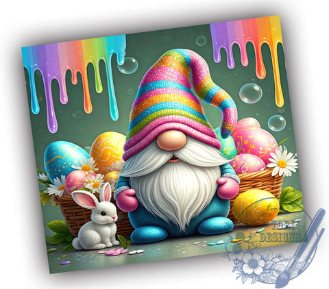 Easter Gnome Happy Day Spring Tumbler Wrap, Happy Easter Day Drinkware, 20oz Tumbler Wrap, Sublimation Mug, Spring Decor, Easter Gift, Cute Gnome Design Sublimation ToriDesigns 