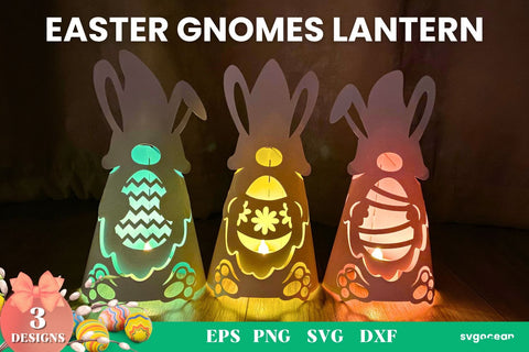 Easter Gnome Lanterns SVG Bundle 3D Paper SvgOcean 