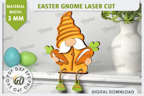 Easter Gnome Laser Cut. 3D Easter Gnome Decor SVG SVG Evgenyia Guschina 