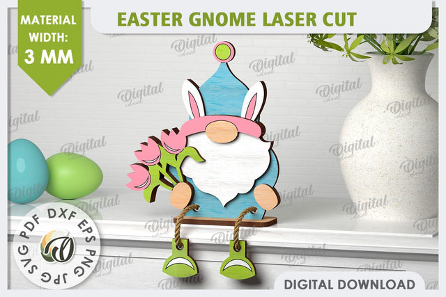 Easter Gnome Laser Cut. 3D Easter Gnome Decor SVG SVG Evgenyia Guschina 