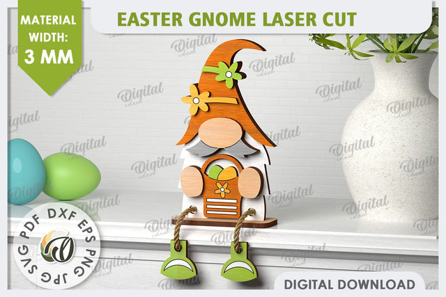 Easter Gnome Laser Cut. 3D Easter Gnome Decor SVG SVG Evgenyia Guschina 