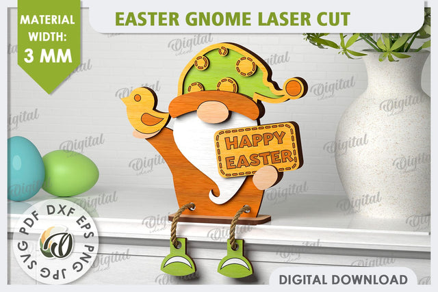Easter Gnome Laser Cut. 3D Easter Gnome Decor SVG SVG Evgenyia Guschina 