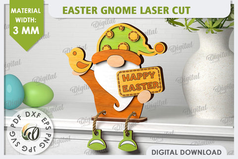 Easter Gnome Laser Cut. 3D Easter Gnome Decor SVG SVG Evgenyia Guschina 