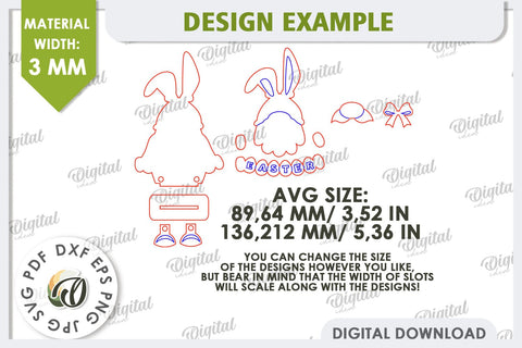 Easter Gnome Laser Cut. 3D Easter Gnome Decor SVG SVG Evgenyia Guschina 