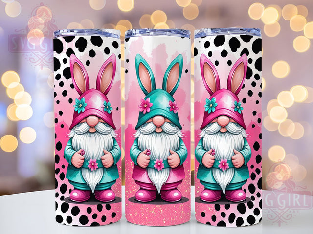 Easter Gnome Pink Bunny Tumbler, Pink Bunny Wrap, Spring Gnome Design, Cute Easter Cup, Floral Bunny Sublimation, Pastel Gnome Print, Easter Gift Tumbler Sublimation SvggirlplusArt 