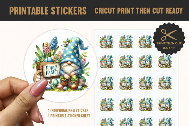 Easter Gnome Printable Sticker PNG Sublimation BijouBay 