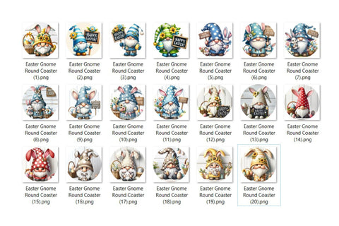 Easter Gnome Round Coaster Sublimation Bundle 20 PNG Sublimation OrangeBrushStudio 