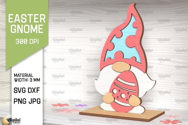 Easter Gnome SVG. 3D Easter Decor Laser Cut SVG Evgenyia Guschina 