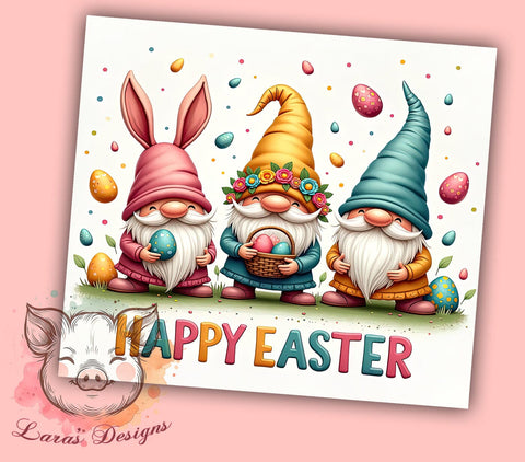 Easter Gnome Tumbler Wrap, Bunny Easter Design, 20oz Sublimation Wrap, Digital Download Tumbler, Happy Easter Art, Cute Bunny Gift, Spring Tumbler Design, Easter Holiday Sublimation Lara' s Designs 