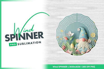 Easter gnome wind spinner round decoration Sublimation Regulrcrative 