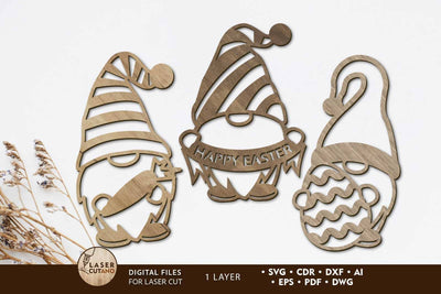 Easter Gnomes BUNDLE, Onelayered Decorative Templates SVG LaserCutano 