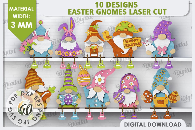 Easter Gnomes Laser Cut Bundle. 3D Gnomes Decor SVG SVG Evgenyia Guschina 