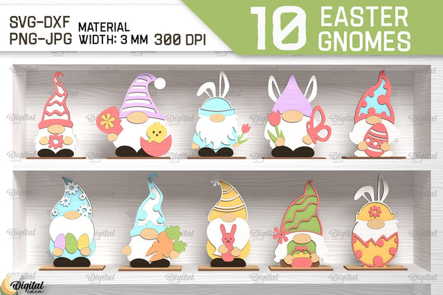 Easter Gnomes SVG Bundle. 3D Easter Decor Laser Cut SVG Evgenyia Guschina 