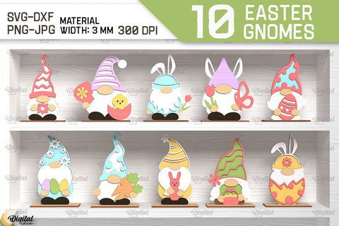 Easter Gnomes SVG Bundle. 3D Easter Decor Laser Cut SVG Evgenyia Guschina 
