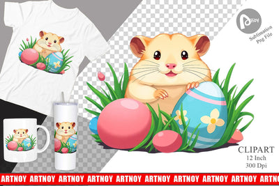 Easter Hamster Clipart Sublimation artnoy 