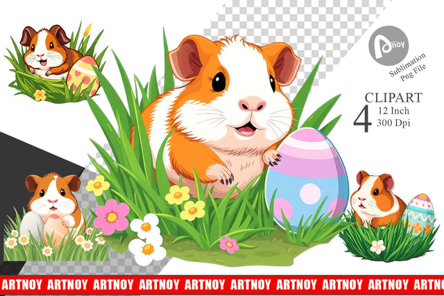 Easter Hamster Clipart Sublimation artnoy 