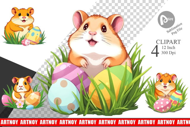 Easter Hamster Clipart Sublimation artnoy 