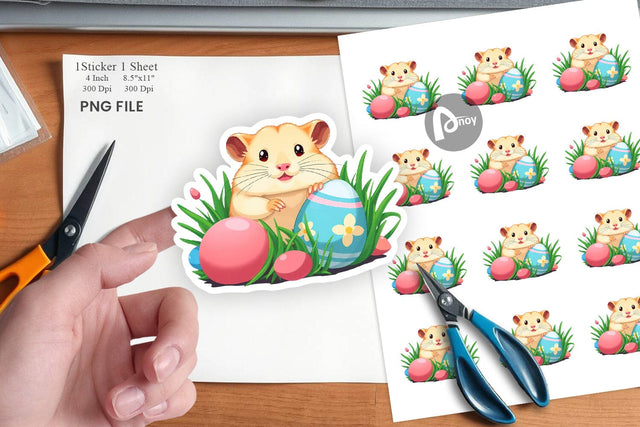 Easter Hamster Sticker Sublimation artnoy 