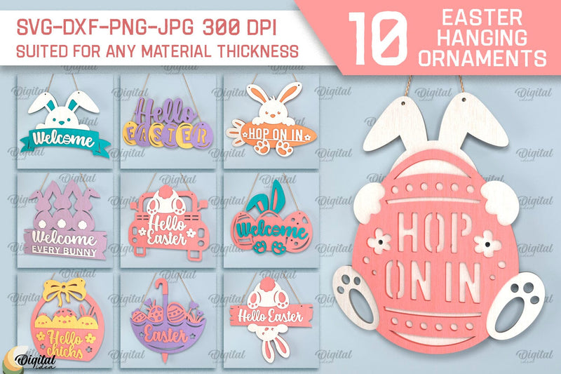 Easter Hanging Ornaments SVG Bundle. Easter Decor Laser Cut SVG Evgenyia Guschina 