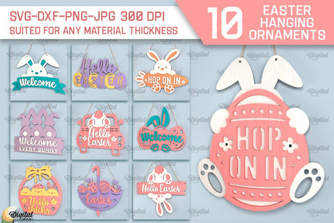 Easter Hanging Ornaments SVG Bundle. Easter Decor Laser Cut SVG Evgenyia Guschina 