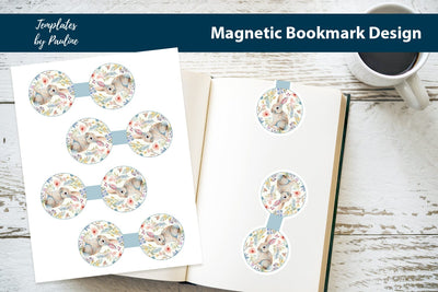 Easter Hare Printable Round Magnetic Bookmark SVG Templates by Pauline 