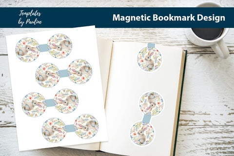 Easter Hare Printable Round Magnetic Bookmark SVG Templates by Pauline 