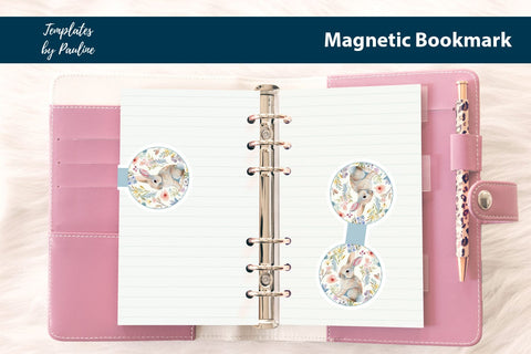 Easter Hare Printable Round Magnetic Bookmark SVG Templates by Pauline 