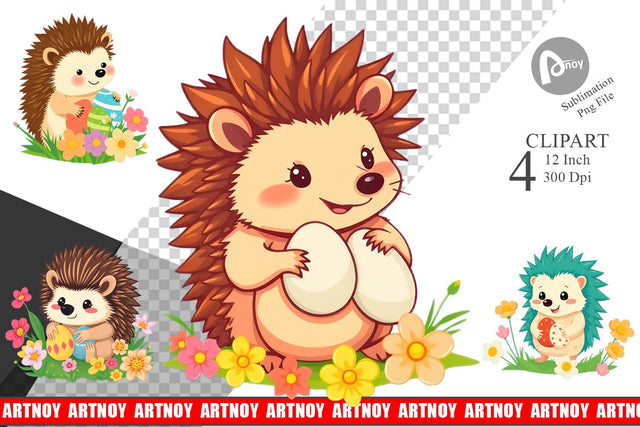 Easter Hedgehog Clipart Sublimation artnoy 