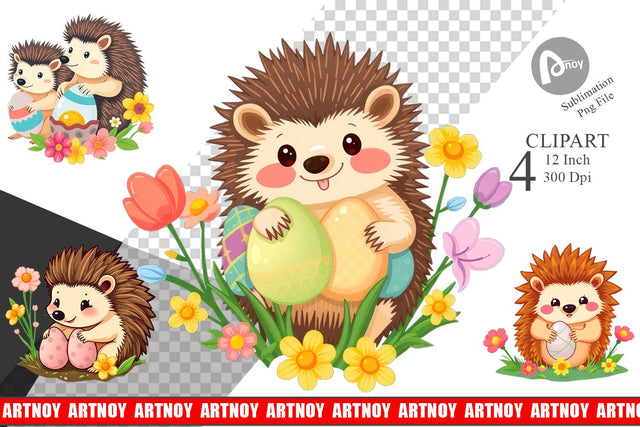 Easter Hedgehog Clipart Sublimation artnoy 