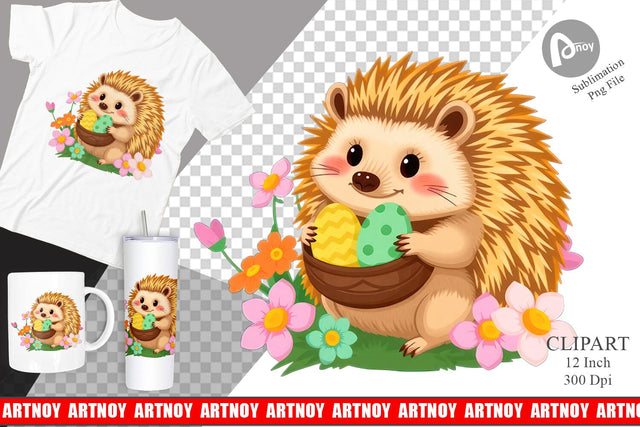 Easter Hedgehog Clipart Sublimation artnoy 