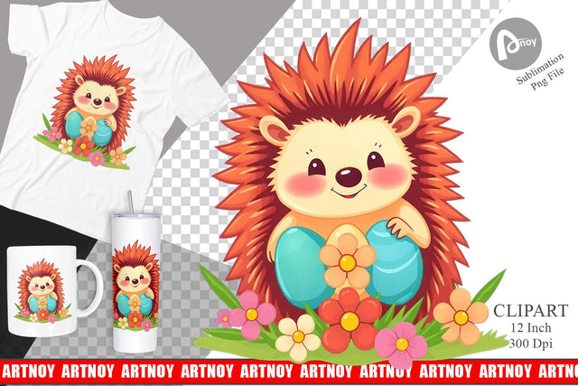 Easter Hedgehog Clipart Sublimation artnoy 