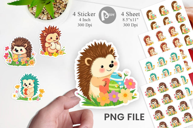 Easter Hedgehog Sticker Sublimation artnoy 