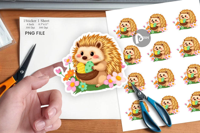 Easter Hedgehog Sticker Sublimation artnoy 