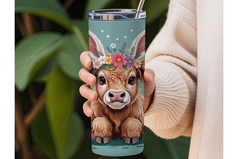 Easter Highland Cow 20oz Tumbler Design Sublimation DesignSVG 
