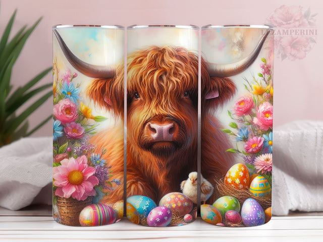 Easter Highland Cow 20oz Tumbler Wrap PNG, Happy Easter Day Tumbler Png, Straight & Tapered Tumbler Wrap, Instant Digital Download Sublimation Li Zamperini 